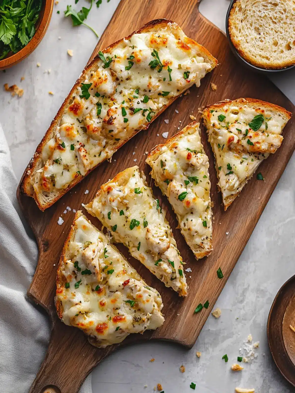 Chicken Alfredo Garlic Bread