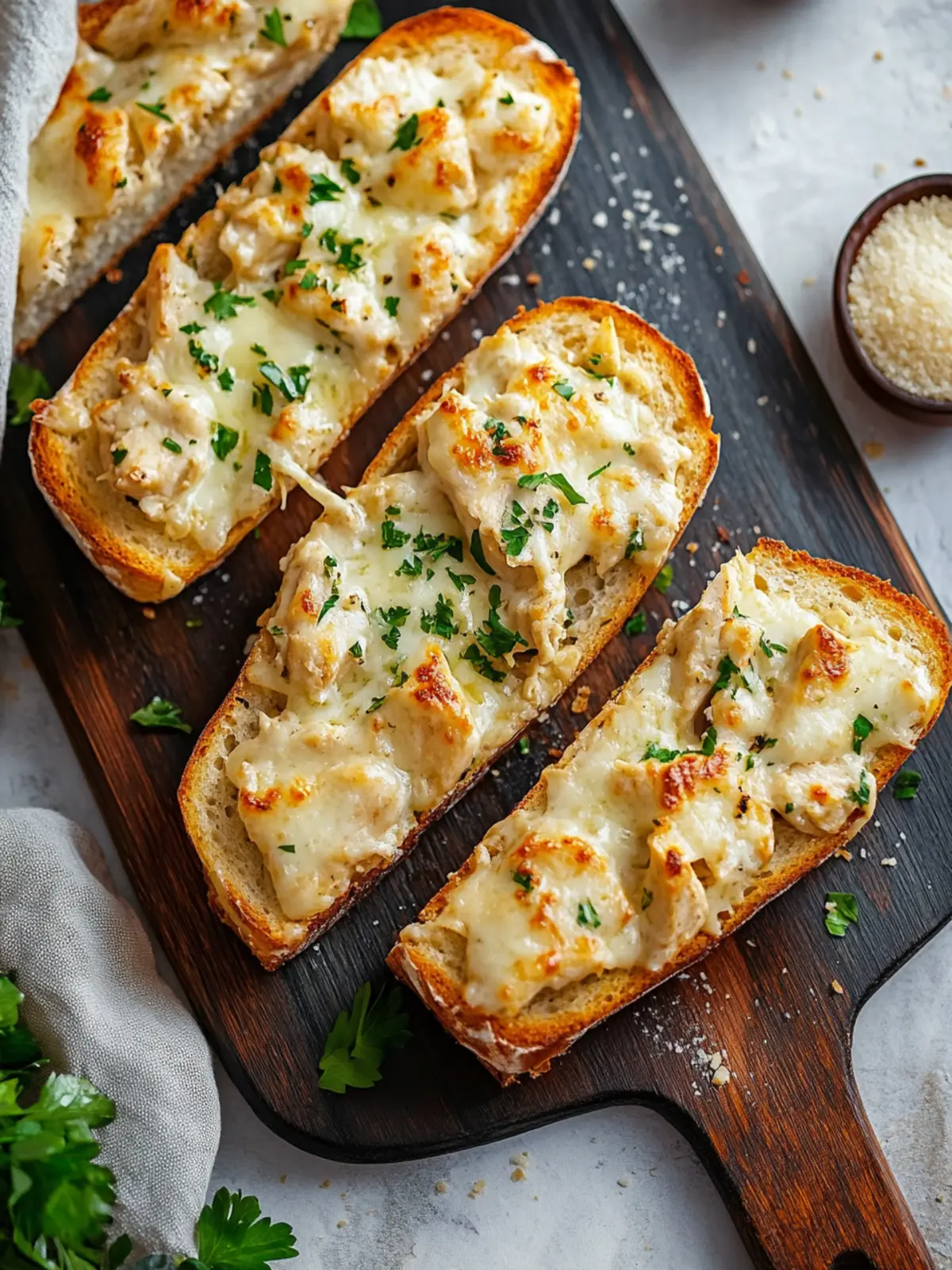 Chicken Alfredo Garlic Bread