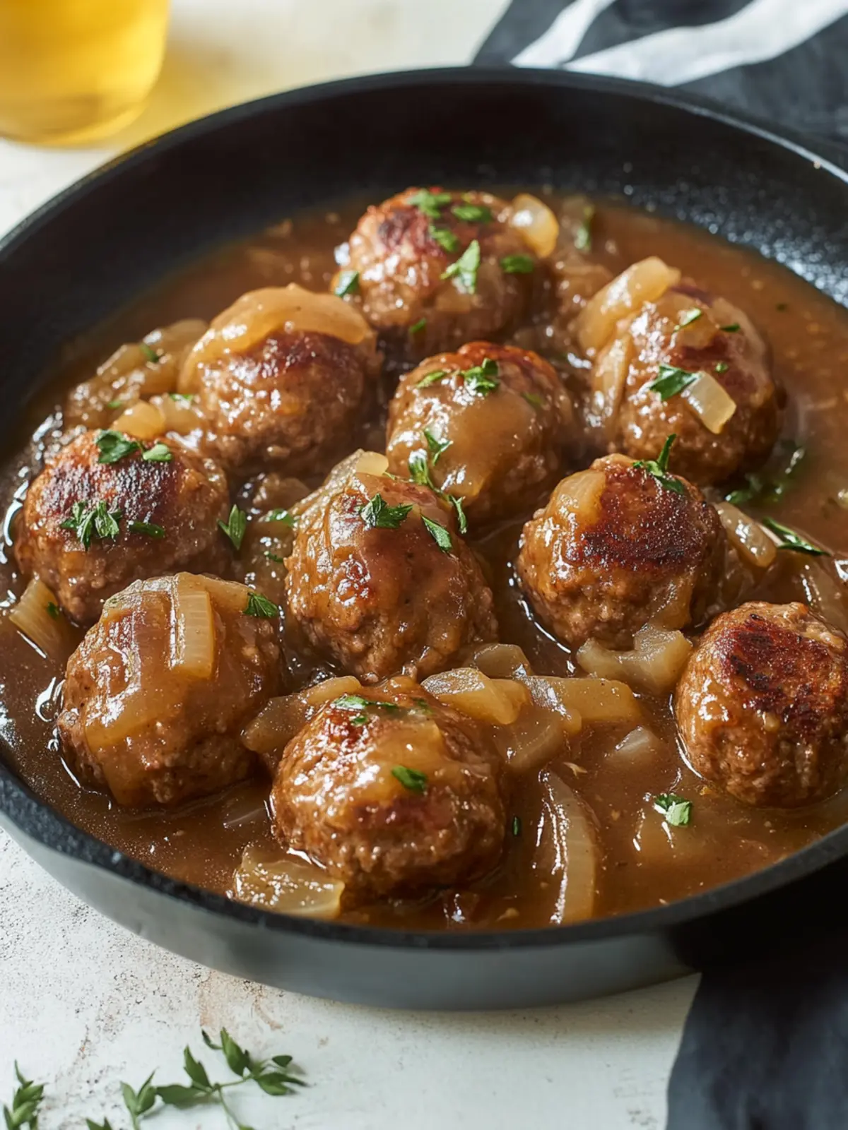 Country Pork Meatballs with Onion Gravy