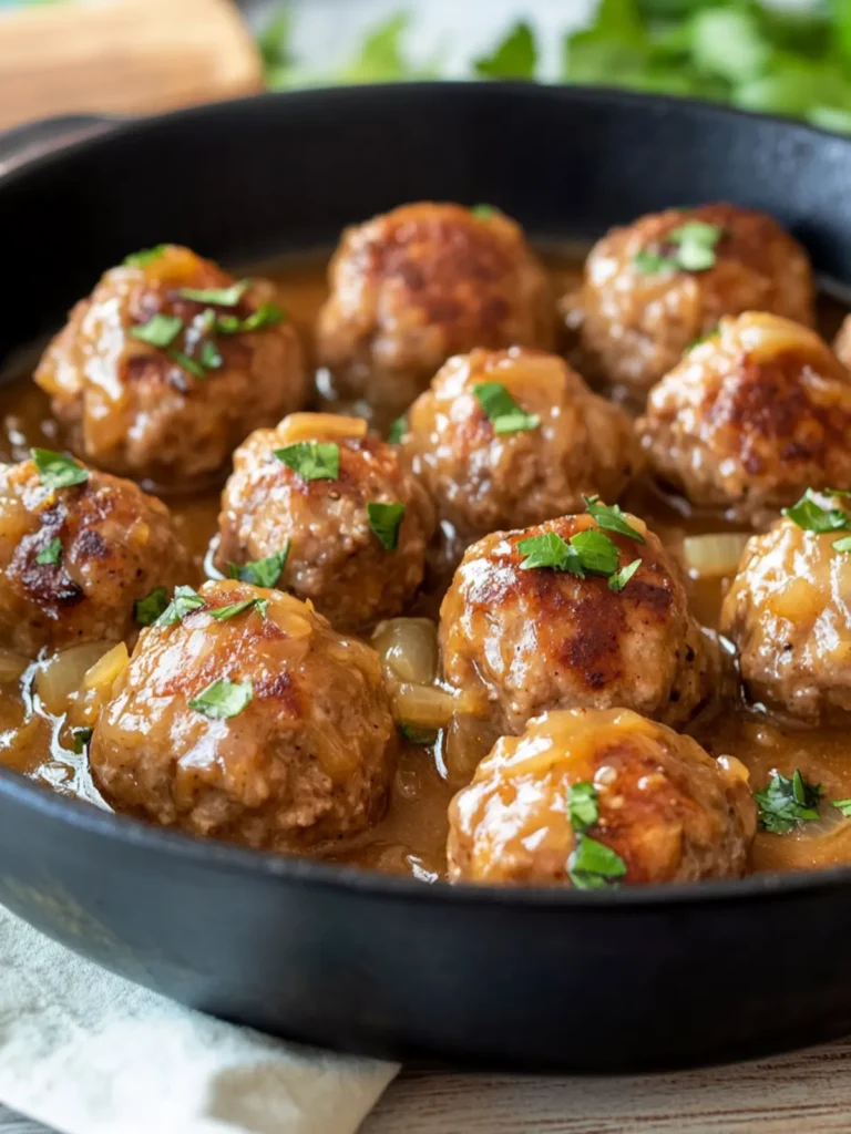 Country Pork Meatballs with Onion Gravy