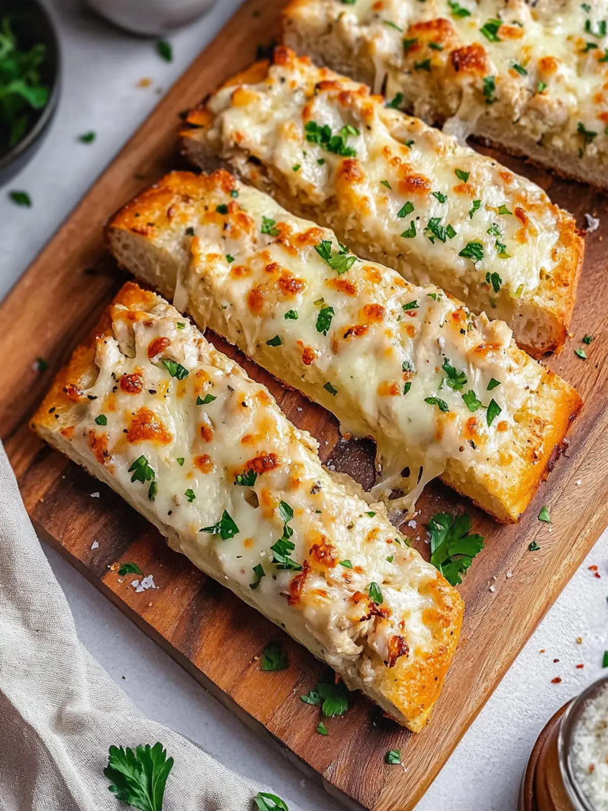 Chicken Alfredo Garlic Bread